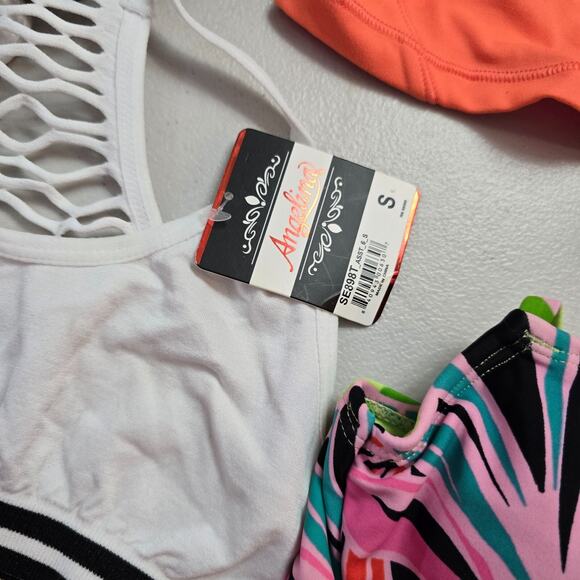 Colorful Swim 6 Piece Bundle Women's Small 1 Swimsuit & 5 Swim Tops NWT - Picture 8 of 16
